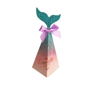 Isi 10 Mermaid Camilan Kotak Ekor Putri Duyung Kotak Tas Permen Berwarna-Warni Mermaid Candy Box Gift Bags Kids Party Decor