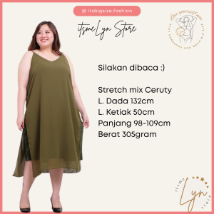 BIG SIZE MIDI DRESS TANK TOP BAJU PESTA 7/8 WANITA CURVY UKURAN BESAR GAUN UKURAN JUMBO PLUS SIZE XL XXL XXXL 3XL 5L 8L LD 130 KOREAN STYLE FASHION MEISY SALE DISKON
