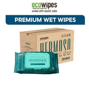 HÀNG CÔNG TY_Thùng 24 gói Khăn ướt cao cấp Hermoso gói 80 tờ không mùi không parabens dùng cho em bé