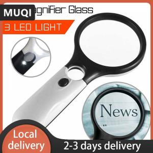 [COD] MUQI Ship within 24 hours 3LED Light 45X Handheld Magnifier Reading Magnifying Glass Lens Jewelry Loupe