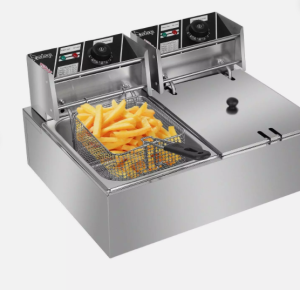 Dual Tanks Electric Deep Fryer 5000W 12L Stainless Steel tabletop Restaurant Kitchen Frying Machine KMV Trading