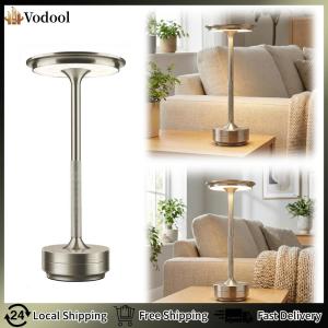 【Vodool】 Creative Desk Light Dimmable Rechargeable Metal Table Lamp with 3 Color Modes for Bedroom Bar Restaurant Camping Patio