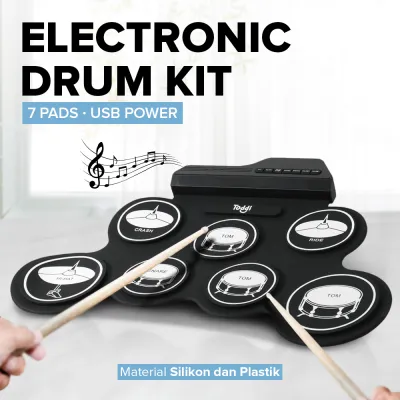 Drum Elektrik Digital 7 Pads USB DC 5 V Dapat Dilipat