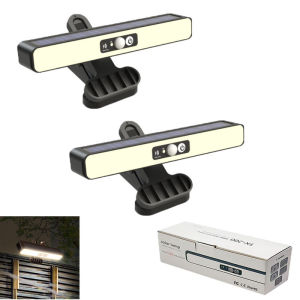 KEBETEME 2PCS Outdoor Solar Clip On Light With Motion Sensor IP65 Waterproof Fence Lights with 36 LEDs Portable Solar Powered Security Easy to Install For Garden Fence Decor
