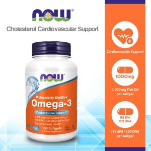 NOW Supplements -3 Fish Oil 180 EPA / 120 DHA Molecularly Distilled 100 Softgels