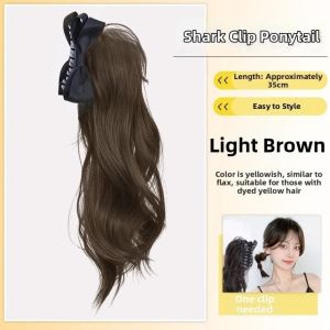 SUTONGXUE 24 inch Tóc nối đuôi ngựa ngắn xoăn Tổng hợp Kẹp tóc Tóc giả đuôi ngựa Phụ kiện tóc Đa tầng Tóc giả đuôi ngựa kiểu Bow Wave dành cho phụ nữ