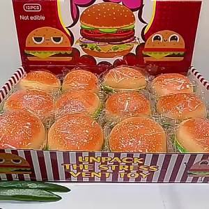 Hot-selling realistic hamburger stress-relief toy a creative way to vent frustrations a slow-rebound food-shaped stress ball