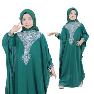 Kaftan Citra anak 8-10 TH Bahan Ceruty Babydoll Lapis Furing Variasi Manik2 Tidak Dapat Pashmina