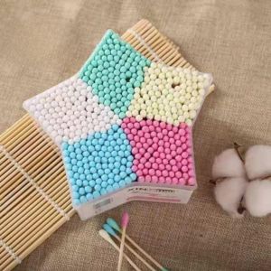 Tăm Bông Gỗ Màu 2 Đầu 500 Que Hộp Ngôi Sao Cao Cấp - Cotton Buds Vệ Sinh Tai Makeup Tẩy Trang