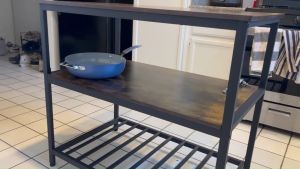 Kitchen Island Storage Table Microwave Oven Stand Rack Industrial Console Table Kitchen Work Prep Table Pot Pan Cookware Organizer Shelf for Kitchen Dining Home Storage Furniture