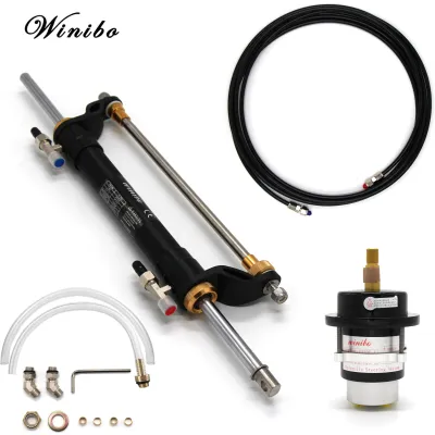 Winibo Outboard Hydraulic Steering Kit for Boat Outboard engines up to 90HP with Helm PumpCylinder and Tubes Kits ZA0301