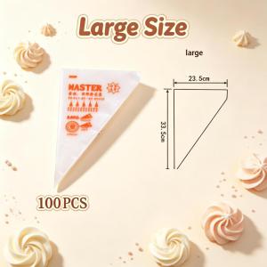 100Pcs Disposable Piping Bags Cake Cupcake Icing Decorating Pastry Tool Baking Supplies Mess-Free PE