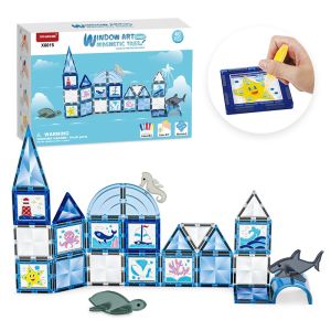 DIY Window Art Magnetic Tiles STEM Educational Toy with Color Glue Gel Craft Kit