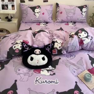 ins Feng Cartoon Kuromi Bedding Set Four-Piece Set Quilt Cover Quilt Cover College Dormitory Bed Sheet Bedding Three-Piece Set LZD