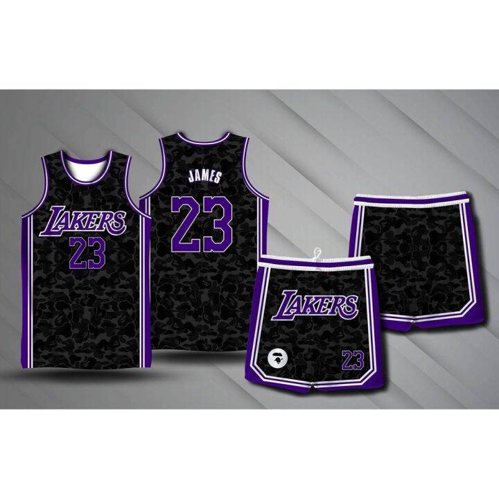 BAPE x LOS ANGELES LAKERS LEBRON JAMES 23 JERSEY Full Sublimation ...