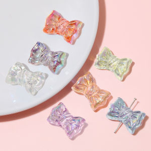 4pcs Acrylic Bow Charm Beads Loose Spacer Beads for Bracelet Necklace Keychain DIY Handmade Jewelry Craft Making Accessories