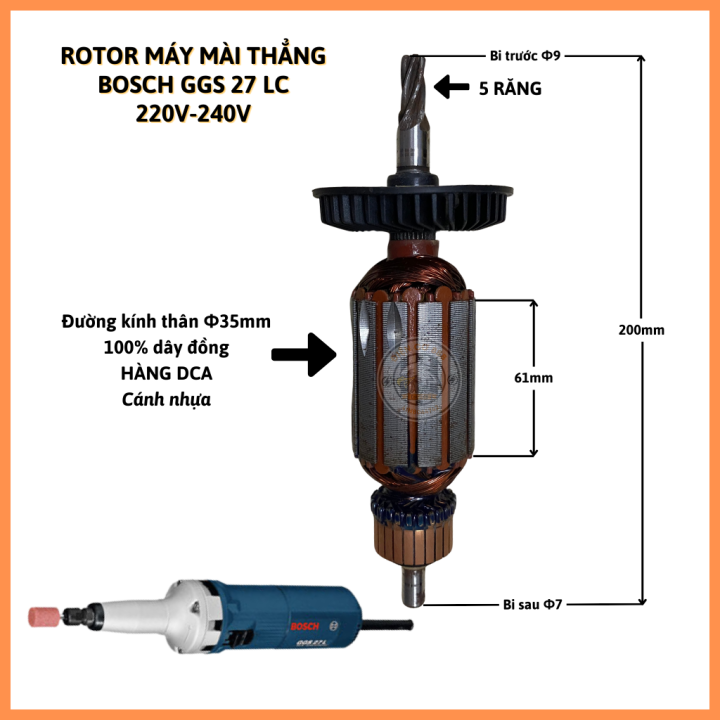 Rotor khoan BOSCH GSB 20-2 RE, GSB 18-2 RE, GGS 27 LC 220V  - Tặng chổi than