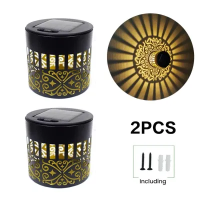 YERZ Hollow Solar Wall Lamp Iron Light Flower Design Solar Wall Light Solar Powered Waterproof LED Outdoor Garden Light Outdoor Garden