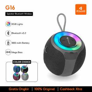 KISONLI G16 Portable Bluetooth Speaker RGB dengan TWS Stereo dan Baterai Tahan Lama - Warna Dark Grey