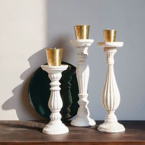 MAOMEI HOUSE Retro Đa năng Bằng gỗ Phôi trắng Thủ công mỹ nghệ Tự-Sơn Dễ dàng để sử dụng Nhà Ở Lại Ăn Tối dưới ánh nến Nhiếp ảnh Đạo Cụ Người Giữ ngọn nến Bàn Đồ Trang Trí Đèn nến Đồ Trang Trí