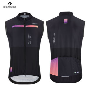 SANCUAX Summer Cycling Sleeveless Jerseys Mens Windproof 2 Way Zippers Cycling Gilet Mountain Bike Sleeveless Cycling Vest2026