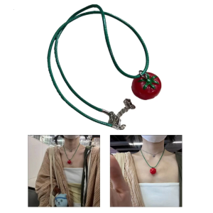 Cà chua Mặt dây chuyền dây chuyền nhỏ cà chua choker mặt dây chuyền vòng cổ vật liệu nhựa Mặt dây chuyền choker Y2K quà tặng cho cô gái