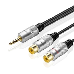 Aigoo RCA to AUX Cable3.5mm male to 2 RCA Female Gold Plated Stereo Audio Adapter Extension Cable for TVLaptopSmartphoneMP3TabletSpeakerDVD (30cm)