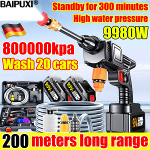 【Free 12gifts + toolbox】car washer high pressure Wireless Car Washer Portable 300 times supercharged 9980W high power german brand 500 minutes battery life 3 Ways Of Water Outlet 800000kpa portable Power Spray pressure washer High Pressure Washer portable