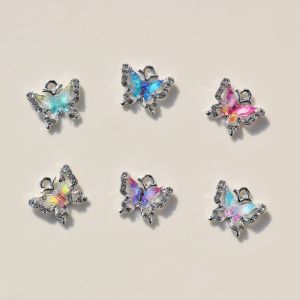 【6 pcs】Kupu-Kupu Liontin Berlian Dapat Digunakan Untuk Membuat Gelang Dan Kalung Butterfly Clavicle Chain Kalung Kupu-Kupu
