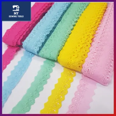1inch Cotton Lace / Cloth Lace (by meter) | Lace Sulam / Renda Sulam / Renda Telekung / Renda Baju