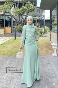 ชุดเดรสหางปลา แถมผ้าคลุมสีเข้าชุดให้นะคะ ชุดเดรสใส่ออกงาน ชุดเดรสมุสลิม รุ่นเฮเลนมุก ชุดใส่ออกงานทรงหางปลาเข้ารูป เดรสหรูๆ เดรสสวยใส่ไม่ซ้ำใคร