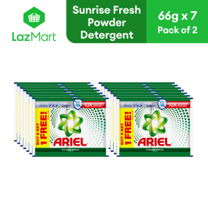 Ariel Powder Detergent Sunrise Fresh 66g ( 6+1) - Pack of 2