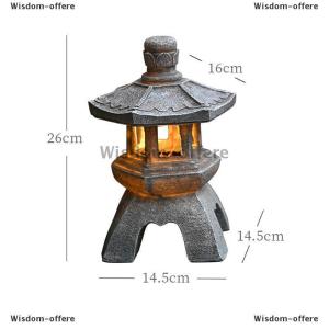 [COD] Wisdom-offere Solar Powered Zen Pagoda Lantern Chinese Garden Statue Palace Courtyard Decor Eco Resin Solar Lamp Outdoor Indoor Ornament