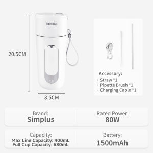 Simplus Christmas Gift Xmas Juicer Car Portable Crossbody Outdoor Blender Wireless Juicer Cup Fashionable To-Go Travel Mug Large Capacity Multifunctional Durable Stainless Steel Blades IPX6 Waterproof Fruit Vegetable Juice Car Use
