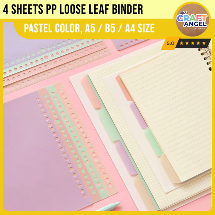 A5 / B5 / A4 PP Pastel Color Loose Leaf Binder Index Separator Page ...