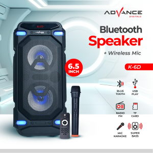 Advance Speaker Bluetooth K6D Speaker Portable with 1 Microphone  Garansi 1 Tahun Advance