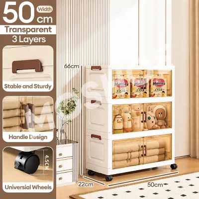 MOSHOE Foldable Storage Cabinet with Wheels Thickened Heavy Duty Space Saving Wardrobe Organizer for Bedroom & Living Room