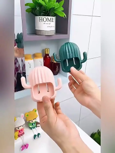 Wall Mounted Cactus Toothbrush Holder Headdress Hair Accessories Rack for Children Girl Boy Toothbrushes Organization