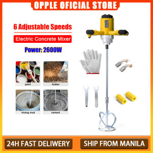 OPPLE Portable Electric Concrete Mixer Handheld Concrete Cement Mixer 6 Speed Adjustable Mixer Mixing Power Tool