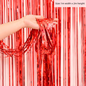 ✨SG Ready Stock✨1*2 meters bright face rainsilk curtain colorful fringe party birthday party wedding background