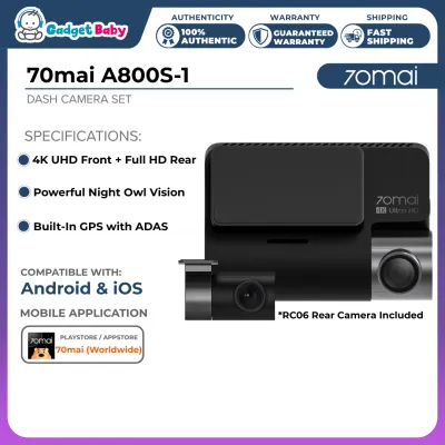 70mai A800S-1 Dash Camera 4K Ultra HD 140° Wide Angle | Rear Camera Set