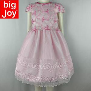 Big Joy Girls Casual Dress Claire with Embroider Flower Design with lace Pink for Ages 6 to 12 Years old 553168