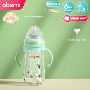 Oberni Botol Susu Bayi / Mall High Quality PP / Wide Neck Bottle With Handle 270ml 330ml Botol Minum Anak Laki Laki Bpa Free Perempuan New Born 0 6 Bulan 9oz 11oz Anti Kolik Sedotan Dengan Puting Dot