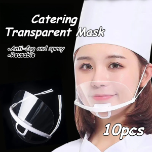 10Pcs Spit Guard Mouth Shield Food Protection Face Mask Anti-Fog Cooking Baking Sanitary Mask
