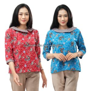 Batik Wanita Atasan Blouse Berkerah S-M-L-XL-XXL-3L-4L-5L