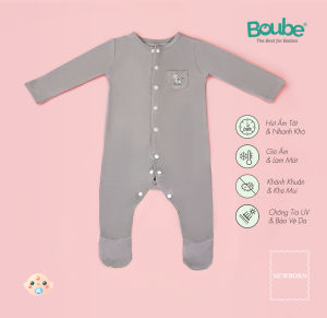 Bộ body bộ liền thân liền tất nhiều màu sắc cho em bé sơ sinh Boube vải sợi tre Bamboo thông minh thoải mái - Newborn