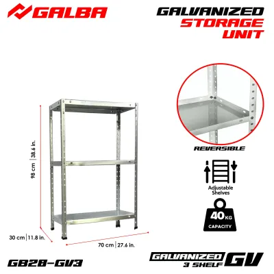 GB All-Steel Storage Unit 3- 4- and 5-Layers Adjustable Metal Rack Black/White/Silver/Gray