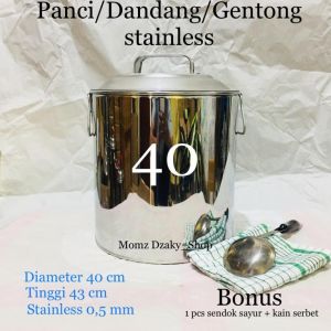 Panci Stainles uk 40 / Dandang Stainles / Panci bulat / Dandang  / Tong Air / Gentong Stainles / Oblong / Panci serba guna / Dandang besar / Bisa Cod / Panci