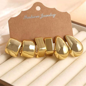 3 Pairs Classic Round Hoop Earrings Chunky Gold Minimalist Jewelry for Parties Dates Daily Wear