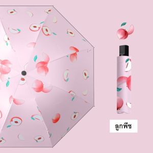 🚚เก็บฟรี!! คูปองลดค่าส่ง✅(แถมฟรี!! ถุงใส่ร่มเปียก☔) ร่ม กันUV ลายผลไม้🍉ลายหมีบราวน์ 3ตอน ด้านในเป็นสีดำ น้ำหนักเบา พกพาสะดวก